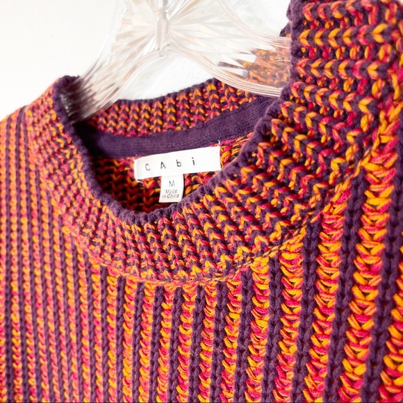 CAbi Melange Lava Cable Knit Ribbed Crewneck Pullover Sweater Size M - Picture 6 of 14